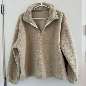 Dazy Tan Sherpa drawstring Fleece Pullover